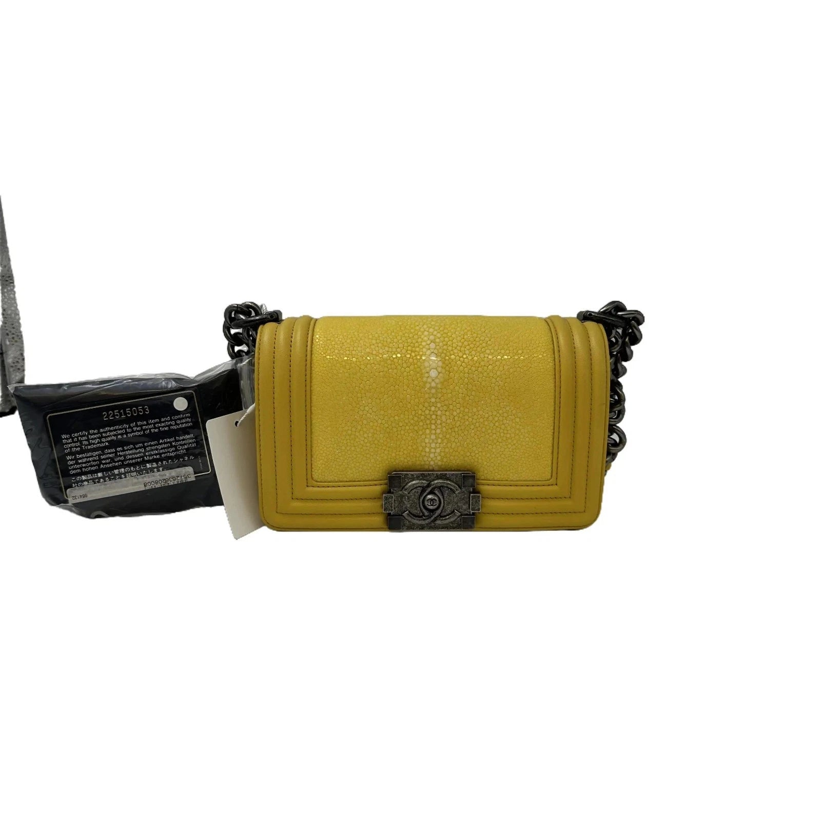 Chanel Le Boy Yellow Pearl Fish Skin Small Shoulder Bag H41798